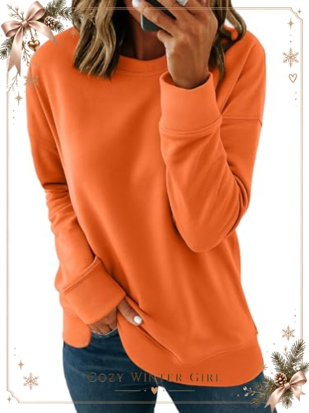 Womens Casual Long Sleeve Crewneck Sweatshirt Pullover Basic Top